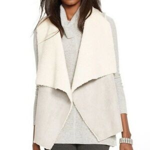 NWT Ralph Lauren cream faux suede shearling shawl collar vest size XL